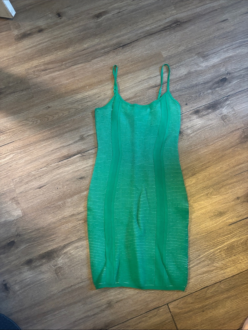Green Ribbed Bodycon Slip Dress